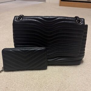 Rebecca Minkoff Black Quilted Shoulder Bag and Wallet